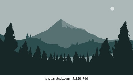 Landscape with Mountain Peaks. vector illustration.