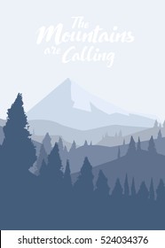 Landscape with Mountain Peaks. vector illustration.