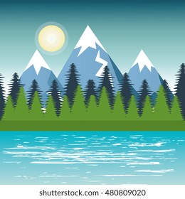 landscape mountain pine tree design