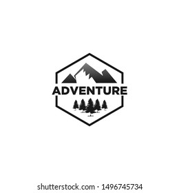 landscape mountain retro logo template