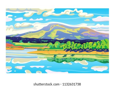 Landscape with mountain and a river