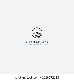 landscape mountain and river logo design square and circle