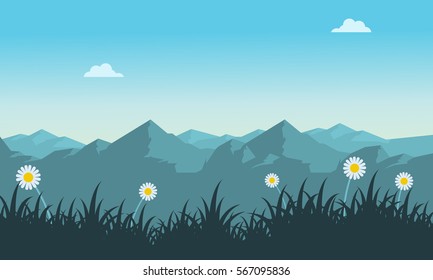 Landscape of mountain at spring vector illustration