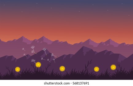 Landscape of mountain at spring vector illustration