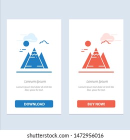 Landscape, Mountain, Sun  Blue and Red Download and Buy Now web Widget Card Template