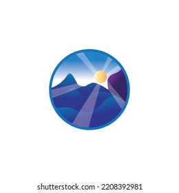 Landschaftsberg-Sonntagskreisgrafik, Design-Vektorgrafik