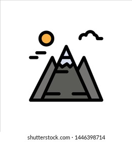 Landscape, Mountain, Sun  Flat Color Icon. Vector icon banner Template