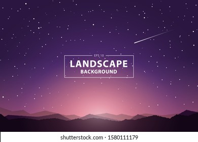 landscape of the mountain, sunset, star, travel wallpaper