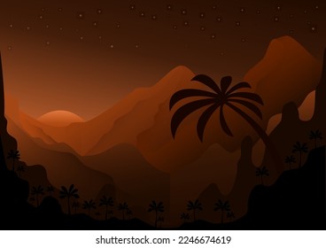 Landscape mountain at sunset vector wallpaper