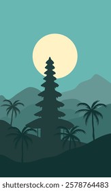 Landscape of mountain and temple in Asia 