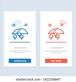 Landscape, Mountain, Tree, Birds  Blue and Red Download and Buy Now web Widget Card Template