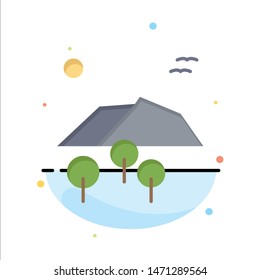 Landscape, Mountain, Tree, Birds Business Logo Template. Flat Color. Vector Icon Template background
