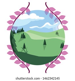landscape mountain trees forest nature foliage emblem