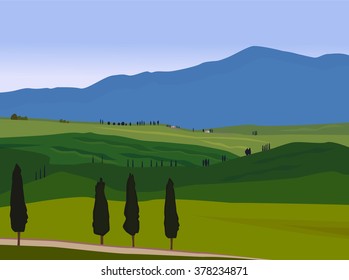 Landscape mountain valley. Vector illustration