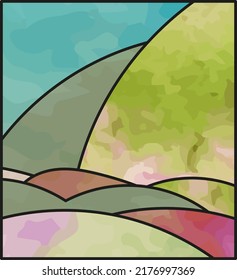 landscape with mountain vector background illustration 