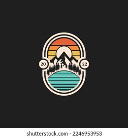 landscape mountain vector illustration, adventure logo for t-shirt or for all your ideas