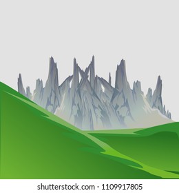 Landscape mountain vector nature illustration travel sky hill background outdoor