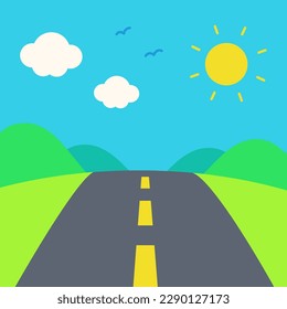 Landscape Mountain View Element Flat Style