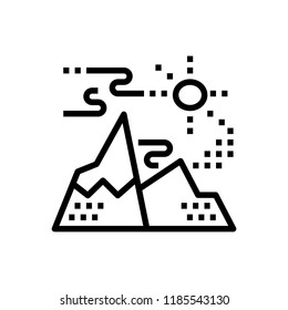 landscape mountain view line icon