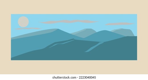 landscape mountain vintage poster minimalist vector illustration design