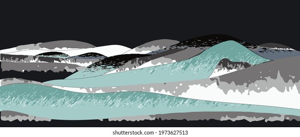 landscape mountain winter night vector background