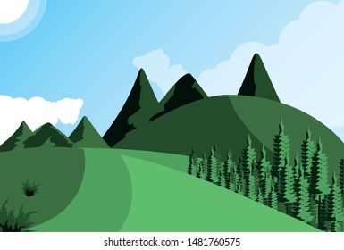 landscape mountainous nature scene icon