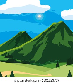 landscape mountainous scene icon