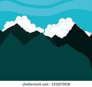 landscape mountainous scene icon