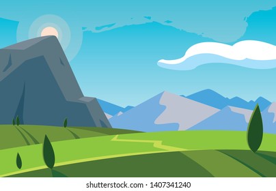 landscape mountainous scene icon icon vector ilustrate