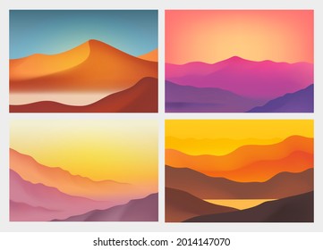 Landscape with mountains. Abstract background with modern gradient colors. Vector illustration.