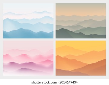Landscape with mountains. Abstract background with modern gradient colors. Vector illustration.