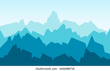 Landscape with mountains against the blue sky. Vector illustration