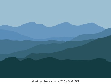 landscape mountains with blue colors. Vector illustration in flat style.