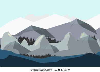 landscape mountains blue sky