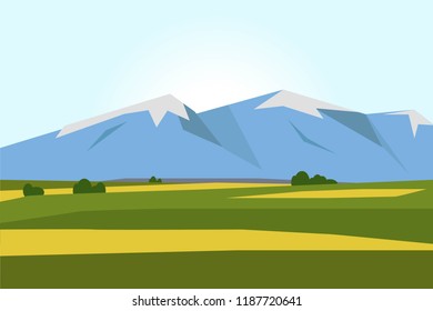 landscape mountains blue sky