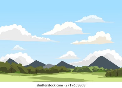landscape with mountains and clouds