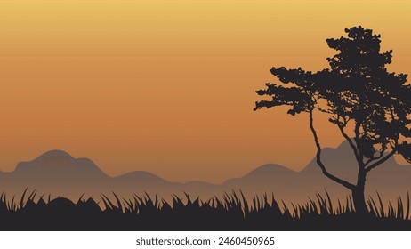 Landscape mountains in evening view panorama sunset