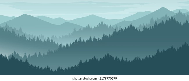 landscape with mountains and fog mountain vector image Templates for designing presentations and posters.