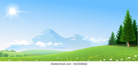 Landscape with mountains and hills