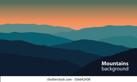 Landscape with mountains and hills. Extreme sports, outdoor recreation background. Vector illustration.