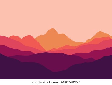 landscape mountains illustration for background