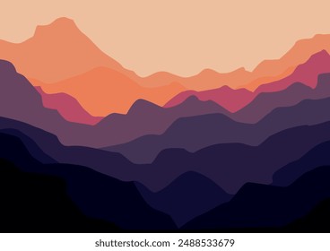 landscape mountains illustration design for wallpaper