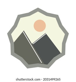 landscape mountains label icon isolated