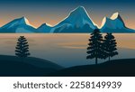 landscape with mountains and lake	