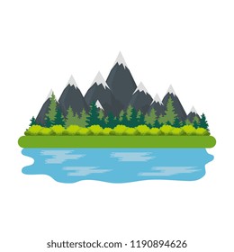 landscape with mountains and lake