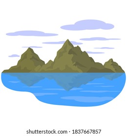 landscape, mountains and lake, vector illustration