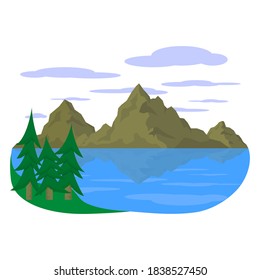 landscape mountains and lake, vector illustration