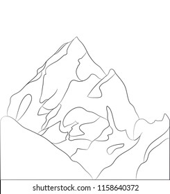 landscape mountains, lines, vector, white background