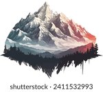 landscape in the mountains. Mountain vector art illustration on white background. Camping in the mountains vector.