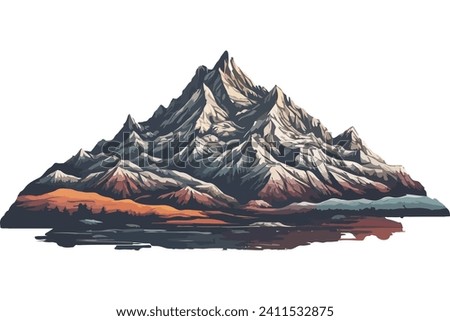 landscape in the mountains. Mountain vector art illustration on white background. Camping in the mountains vector.